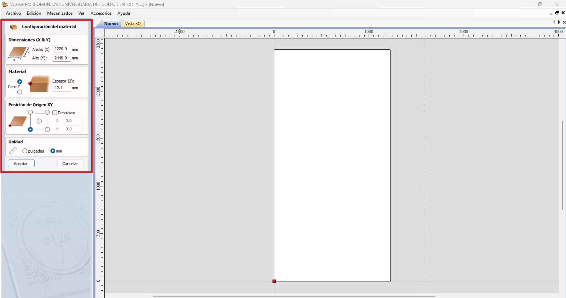 V-Carve material configuration